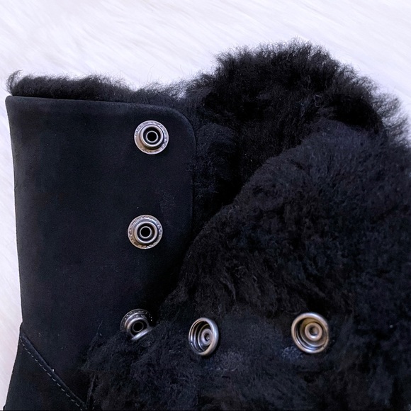 UGG Women’s Bailey Snaps Black Suede Boots - Picture 8 of 10